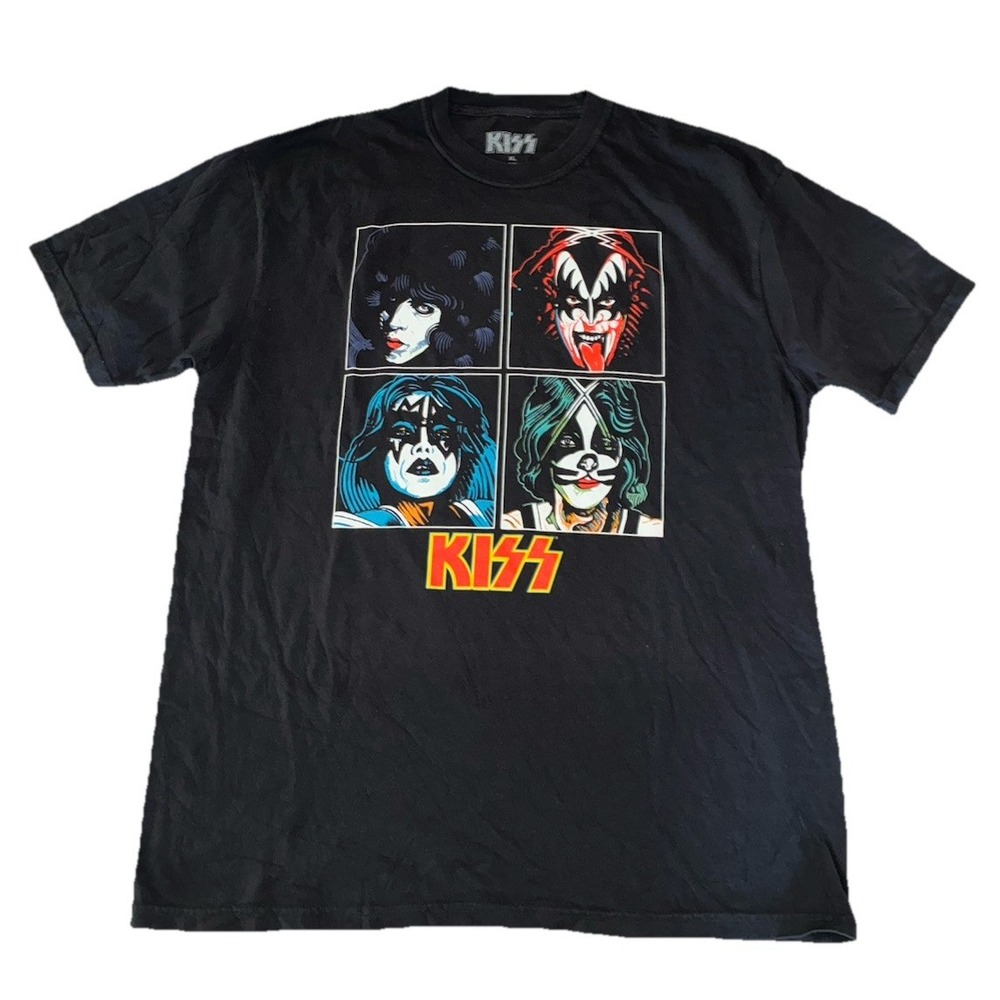 Kiss T‎ Shirt XL Black 2025 Unmasked Track List NEW *flaw
